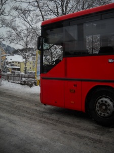 A bus in Fussen heading towards Neuschwanstein Castle.